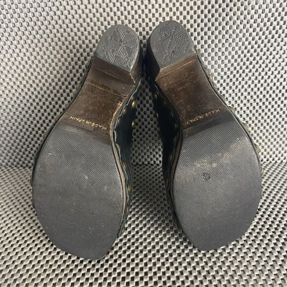 Stuart Weitzman Mules Womens 5.5 Black Leather Platform Heeled Made In Spain - Picture 13 of 15